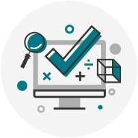 Computer screen with a check mark inside icon